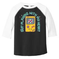 Funny Valentines Day Quit Playing With My Heart Retro Video Game Fan Toddler Fine Jersey T-Shirt
