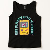 Funny Valentines Day Quit Playing With My Heart Retro Video Game Fan Tank Top