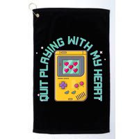 Funny Valentines Day Quit Playing With My Heart Retro Video Game Fan Golf Towel