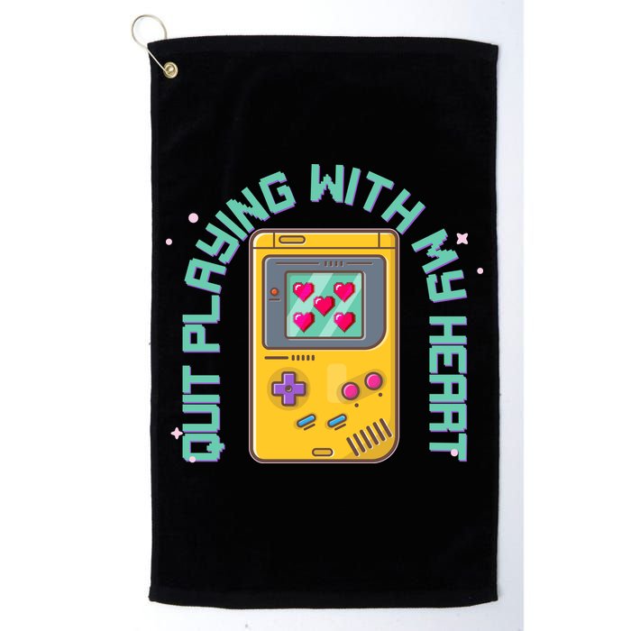 Funny Valentines Day Quit Playing With My Heart Retro Video Game Fan Golf Towel