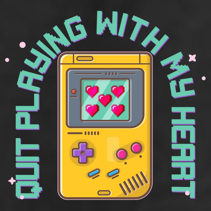 Funny Valentines Day Quit Playing With My Heart Retro Video Game Fan Golf Towel