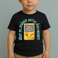 Funny Valentines Day Quit Playing With My Heart Retro Video Game Fan Toddler T-Shirt