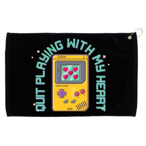 Funny Valentines Day Quit Playing With My Heart Retro Video Game Fan Grommeted Golf Towel