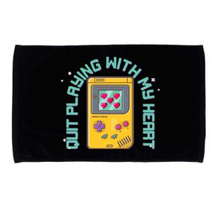 Funny Valentines Day Quit Playing With My Heart Retro Video Game Fan Microfiber Hand Towel