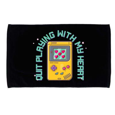 Funny Valentines Day Quit Playing With My Heart Retro Video Game Fan Microfiber Hand Towel