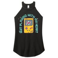 Funny Valentines Day Quit Playing With My Heart Retro Video Game Fan Women's Perfect Tri Rocker Tank