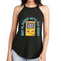 Funny Valentines Day Quit Playing With My Heart Retro Video Game Fan Women's Perfect Tri Rocker Tank