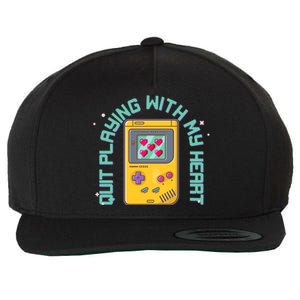 Funny Valentines Day Quit Playing With My Heart Retro Video Game Fan Wool Snapback Cap