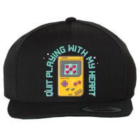 Funny Valentines Day Quit Playing With My Heart Retro Video Game Fan Wool Snapback Cap