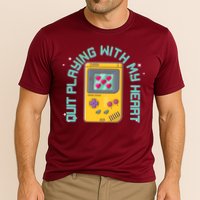 Funny Valentines Day Quit Playing With My Heart Retro Video Game Fan Performance Shirt