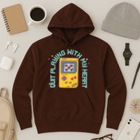 Funny Valentines Day Quit Playing With My Heart Retro Video Game Fan Hoodie