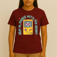 Funny Valentines Day Quit Playing With My Heart Retro Video Game Fan T-Shirt