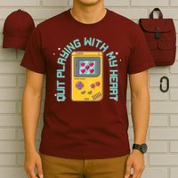 Funny Valentines Day Quit Playing With My Heart Retro Video Game Fan T-Shirt