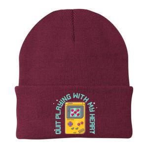 Funny Valentines Day Quit Playing With My Heart Retro Video Game Fan Knit Cap Winter Beanie