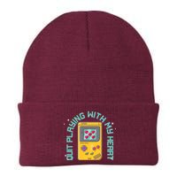 Funny Valentines Day Quit Playing With My Heart Retro Video Game Fan Knit Cap Winter Beanie