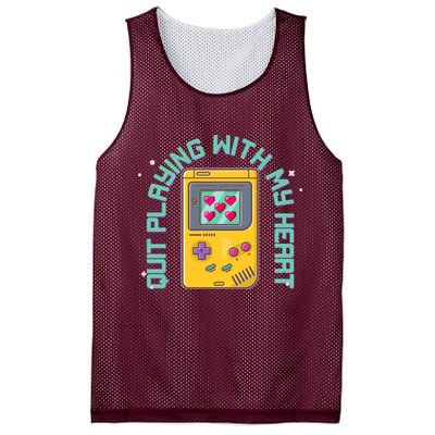 Funny Valentines Day Quit Playing With My Heart Retro Video Game Fan Mesh Reversible Basketball Jersey Tank