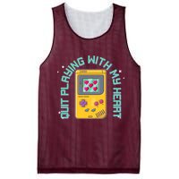 Funny Valentines Day Quit Playing With My Heart Retro Video Game Fan Mesh Reversible Basketball Jersey Tank
