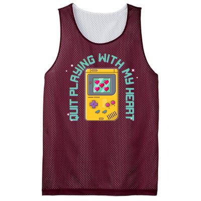 Funny Valentines Day Quit Playing With My Heart Retro Video Game Fan Mesh Reversible Basketball Jersey Tank