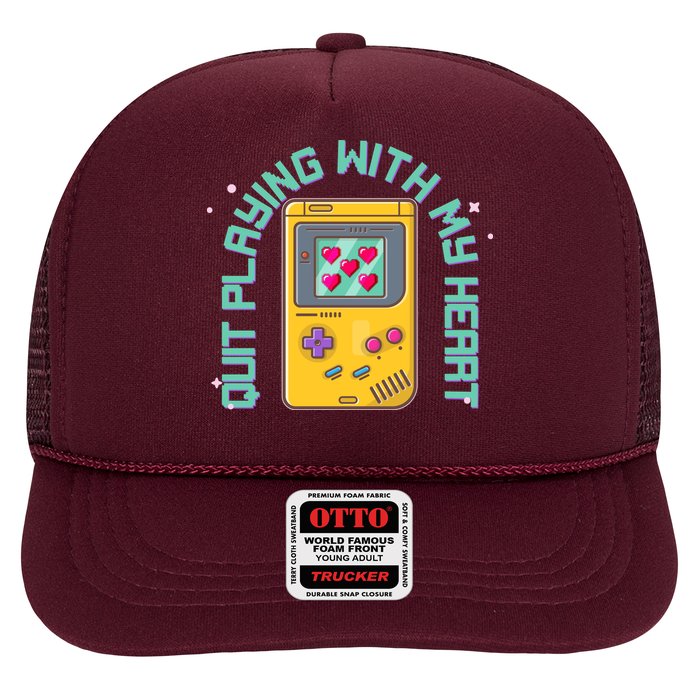 Funny Valentines Day Quit Playing With My Heart Retro Video Game Fan Hat