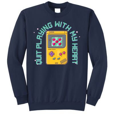 Funny Valentines Day Quit Playing With My Heart Retro Video Game Fan Sweatshirt