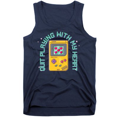 Funny Valentines Day Quit Playing With My Heart Retro Video Game Fan Tank Top