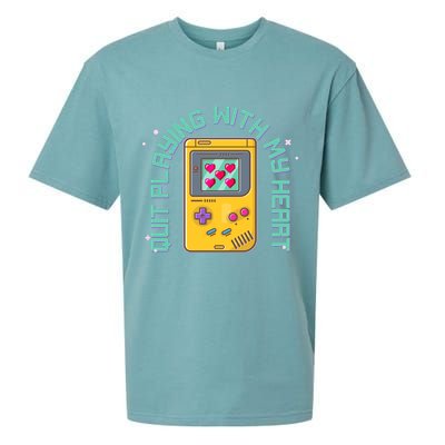 Funny Valentines Day Quit Playing With My Heart Retro Video Game Fan Sueded Cloud Jersey T-Shirt