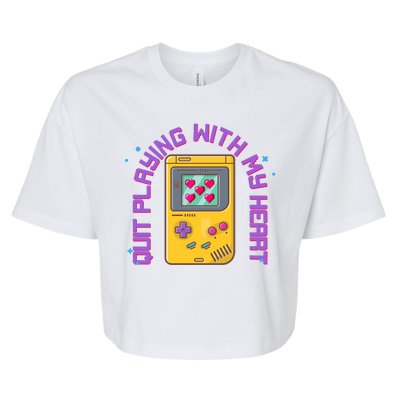 Funny Valentines Day Quit Playing With My Heart Retro Video Game Fan Bella+Canvas Jersey Crop Tee