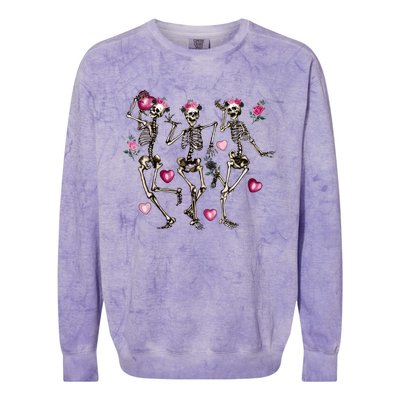 Funny Valentines Day Dancing Skeleton Valentines Colorblast Crewneck Sweatshirt