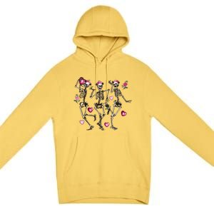 Funny Valentines Day Dancing Skeleton Valentines Premium Pullover Hoodie