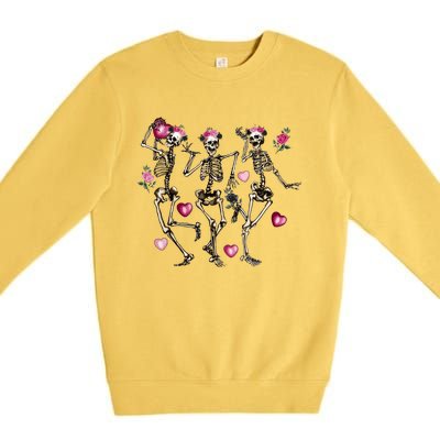 Funny Valentines Day Dancing Skeleton Valentines Premium Crewneck Sweatshirt