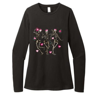 Funny Valentines Day Dancing Skeleton Valentines Womens CVC Long Sleeve Shirt