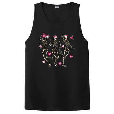 Funny Valentines Day Dancing Skeleton Valentines PosiCharge Competitor Tank