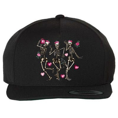 Funny Valentines Day Dancing Skeleton Valentines Wool Snapback Cap