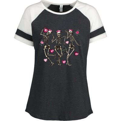 Funny Valentines Day Dancing Skeleton Valentines Enza Ladies Jersey Colorblock Tee