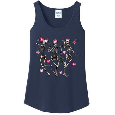 Funny Valentines Day Dancing Skeleton Valentines Ladies Essential Tank