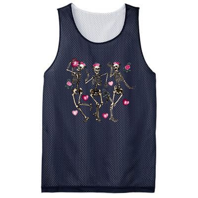 Funny Valentines Day Dancing Skeleton Valentines Mesh Reversible Basketball Jersey Tank