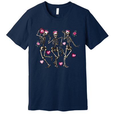 Funny Valentines Day Dancing Skeleton Valentines Premium T-Shirt