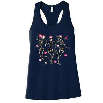 Funny Valentines Day Dancing Skeleton Valentines Women's Racerback Tank