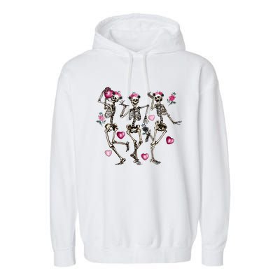 Funny Valentines Day Dancing Skeleton Valentines Garment-Dyed Fleece Hoodie