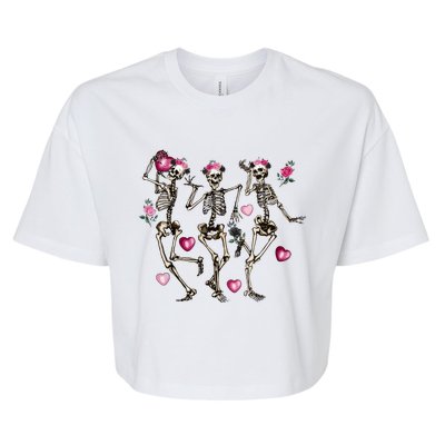 Funny Valentines Day Dancing Skeleton Valentines Bella+Canvas Jersey Crop Tee