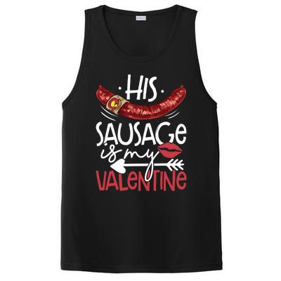 Funny Valentines Day His Sausage Is My Valentine Adult Gift PosiCharge Competitor Tank