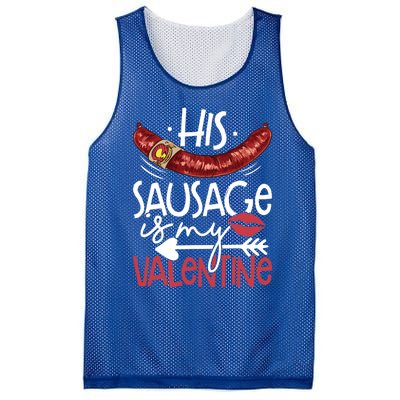 Funny Valentines Day His Sausage Is My Valentine Adult Gift Mesh Reversible Basketball Jersey Tank