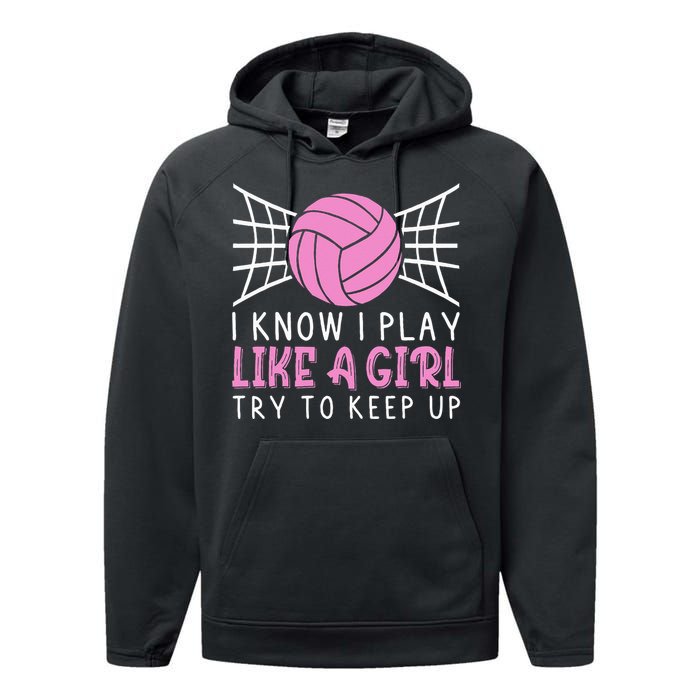 Funny Volleyball Design For Women Volleyball Player Performance Fleece Hoodie