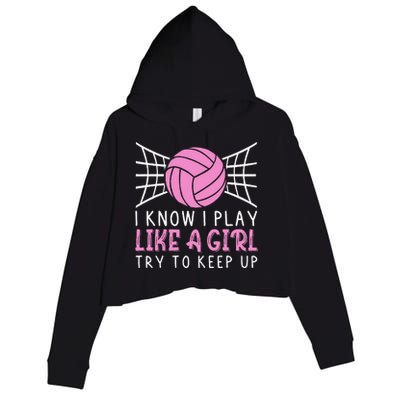 Funny Volleyball Design For Women Volleyball Player Crop Fleece Hoodie