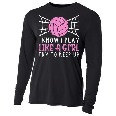 Funny Volleyball Design For Women Volleyball Player Cooling Performance Long Sleeve Crew