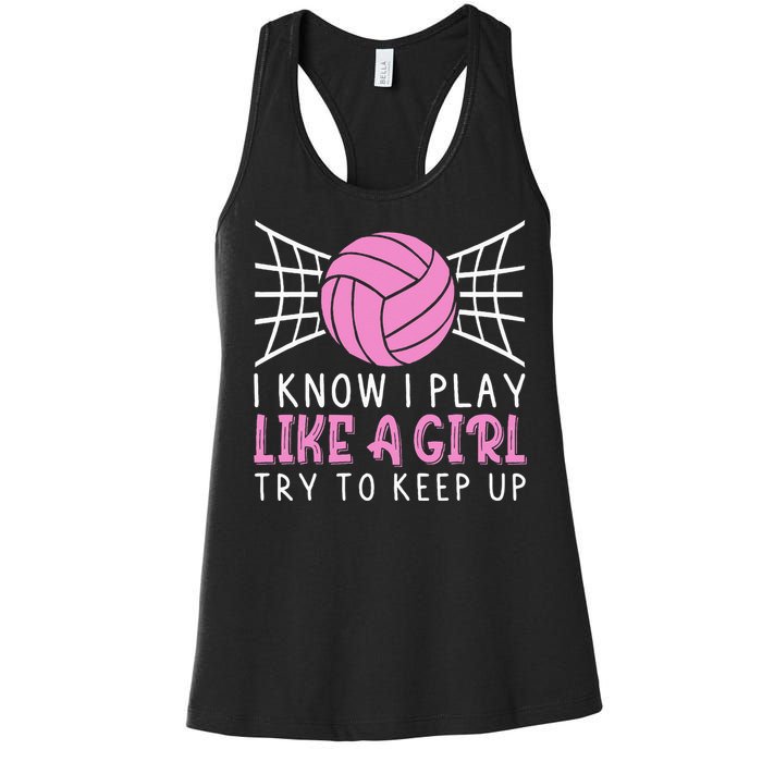 Funny Volleyball Design For Women Volleyball Player Women's Racerback Tank