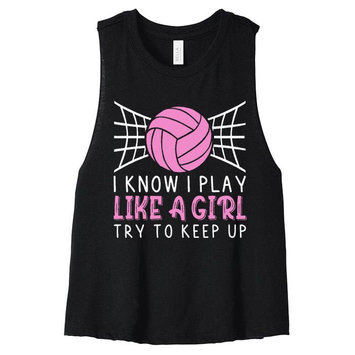 Funny Volleyball Design For Women Volleyball Player Women's Racerback Cropped Tank