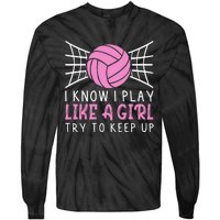 Funny Volleyball Design For Women Volleyball Player Tie-Dye Long Sleeve Shirt