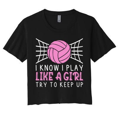 Funny Volleyball Design For Women Volleyball Player Women's Crop Top Tee