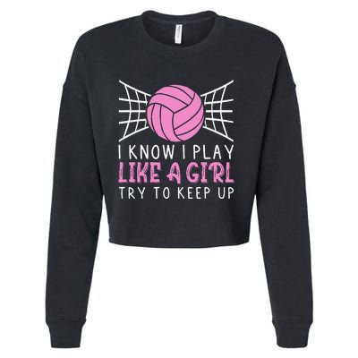 Funny Volleyball Design For Women Volleyball Player Cropped Pullover Crew